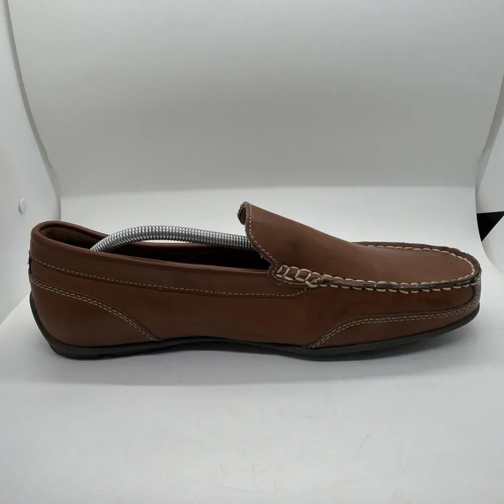 Tommy Hilfiger Mens Sz 10.5 Brown Leather Loafers Casual Comfort Slip On Shoes